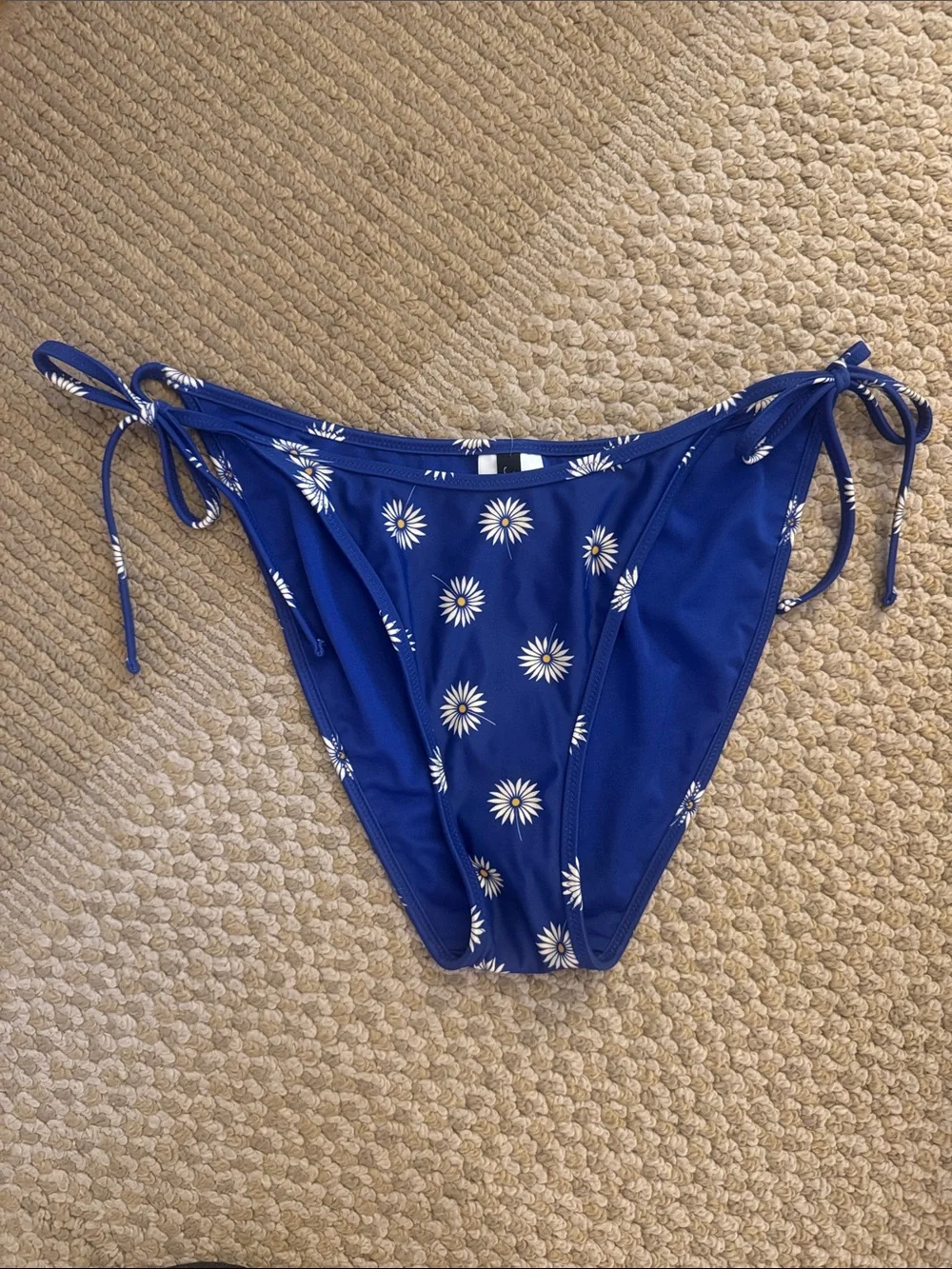 J. Crew Blue Daisy Tie-Side Bikini Bottoms